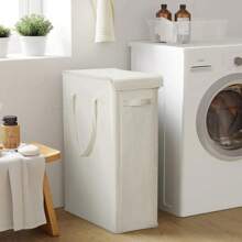 60L 大容量带盖洗衣篮封闭式洗衣篮，适用于卧室、浴缸、洗衣房、宿舍超薄带盖洗衣篮窄型洗衣篮带手柄可折叠脏衣服收纳篮收纳盒衣服裤子鞋子牛仔裤靴子裙子 - 多 - 查看 3