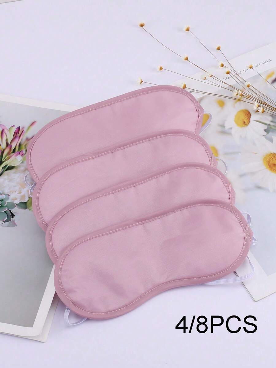 4/8pcs Hotel Disposable Eye Mask, Airline Travel Sleep Shade Eye Cover, Breathable Polyester Solid Color Eye Patch