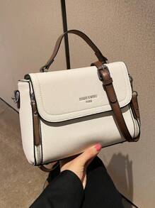 Bolso de mano versátil y elegante de mujer con estampado de lichis - Blanco - Ver 1