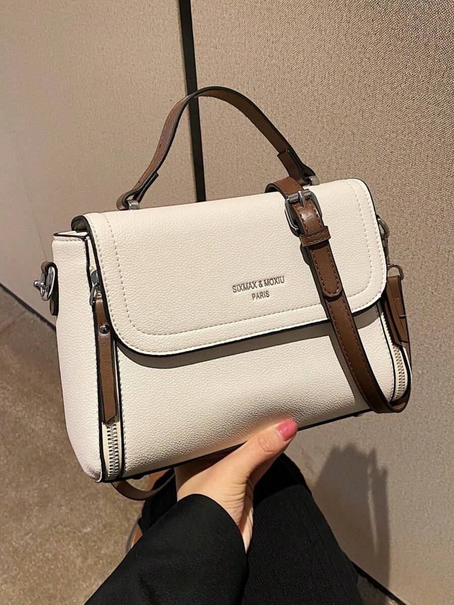 Bolso de mano versátil y elegante de mujer con estampado de lichis - Blanco - Ver 1
