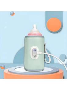 1pc PU婴儿暖奶器5档调节儿童户外便携式奶瓶水杯保温套，适用于大多数尺寸奶瓶，（使用提醒：主要用于保温，不是快速加热，配备Type-CUSB线，里面没有电池，需要外接电源5V2A适配器才能使用。从0'℃加热到57℃大约需要1.7小时，从30℃加热到57℃大约需要30-40分钟）