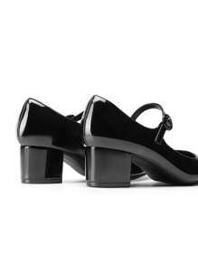 Women's Chunky Heels Mary Jane Pumps Round Closed Toe Simple & Basic Fashionable Comfortable Party Dress Office Shoes - màu đen - Xem 6