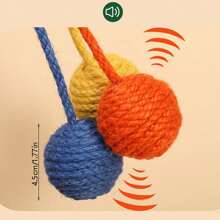 Juguete colgante para gatos de 3 en 1 de colores aleatorios, hecho de cuerda de sisal, con sonido, juguetes pequeños y divertidos para gatos