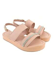 Women's Sandal Papete Chain Rhinestone Shine Comfort Soft Back Buckle - Rusty Rose - View 3