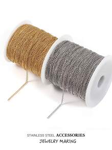 2/10 mètres Chaîne d'extension en acier inoxydable 2/3/4 mm Chaînes de collier dorées pour accessoires de fabrication de bracelets, de bijoux et d'artisanat