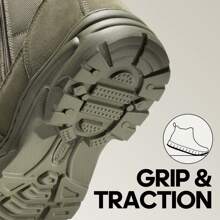 Men's Military Tactical Work Boots Side Zipper Leather Motorcycle Combat Boots (6-8 Inches)