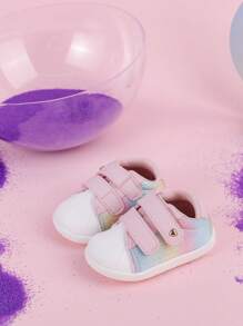 GENGASUN 1 pieza Zapatos de fiesta o casuales de cabeza redonda y tacón bajo con arcoíris en PU para niñas pequeñas en verano/otoño