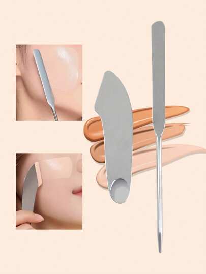 不锈钢化妆工具套装（单件/套装） - 无香型粉底液刮刀和调色刮刀，小巧收纳设计，必备美妆工具，适合日常使用和旅行，可用于化妆、家居装饰、梳妆台、旅行、卧室、化妆配件、圣诞礼物、化妆、化妆工具、平价好物、礼品、女士礼品、圣诞礼物、赠品、旅行、平价好物、旅行必备