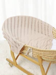 1 件婴儿针织毯，休闲简约设计，适合春夏季，婴儿襁褓包，儿童盖毯 - 駝色 - 查看 2