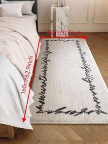 Alfombra blanca con un estilo simple y lujoso, imitando largas tiras de cachemira con absorción de agua, antideslizante, resistente al desgaste y cómoda para usar al lado de la cama, adecuada para uso doméstico y lavable