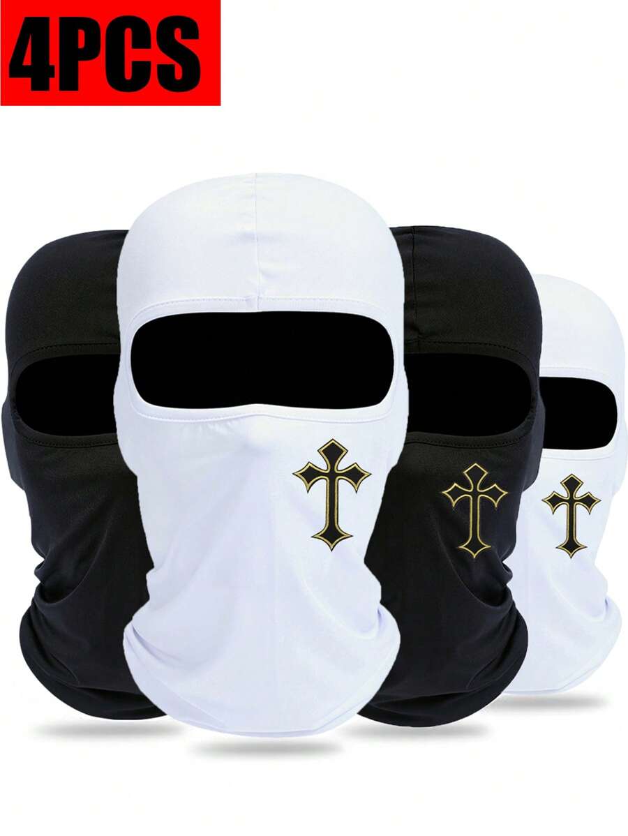 4pcs/2pcs/1pc Cross Printing Ski Mask Spring And Summer Balaclava Face Mask For Men Women UV Protection Windproof Scarf For Snowboard Motorcycle - Multicolor - View 1