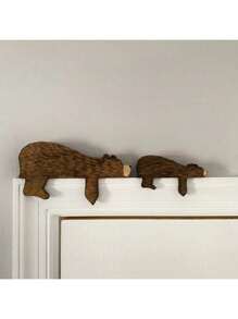 1 buc/2 buc decor din lemn cu tematică de pădure pentru camera copiilor, artă murală din lemn în stil boho, ursuleț adormit, raft pentru sala de clasă, dormitor, creșă, cadou de Crăciun pentru casă, cadou surpriză ideal - Multicolor - Vizualizare 1