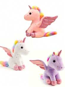 Peluche de unicornio mágico de 22 cm/8.66 pulgadas, lindo unicornio ángel, peluche de unicornio brillante, encantador peluche de unicornio con purpurina, peluche de unicornio soñador, animal de peluche con melena y cola arcoíris, regalo perfecto para cumpleaños, Pascua, Día de San Valentín, decoración del hogar