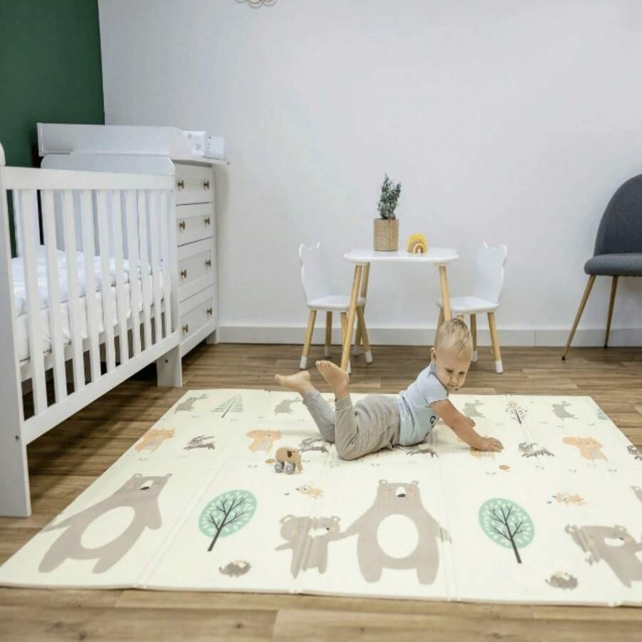 Children's Thermal Mat Rubberized Double-Sided Foldable Soft 2m X 1.5m Tatami Play Mat On The Floor For Children Baby Interactive - 米色 - 查看 1