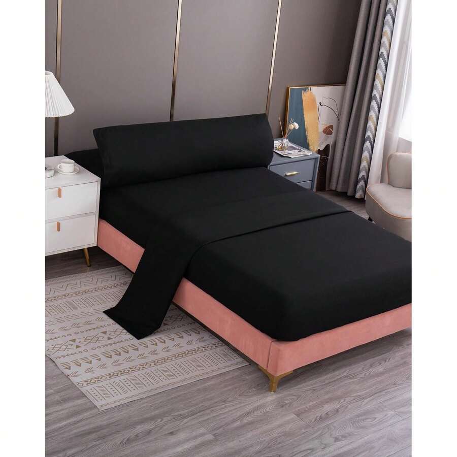 3 Piece Sheet Set, Fitted Sheet - Flat Sheet - Pillowcase - 黑色 - 查看 1