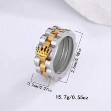 1 件简约金色皇冠不锈钢戒指 - 金色 - 查看 2