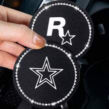2pcs Rhinestone Cup Holders, Anti-Slip Cup Mat With Diamond-Studded Unique Cup Holder Mats - one-size - View 4
