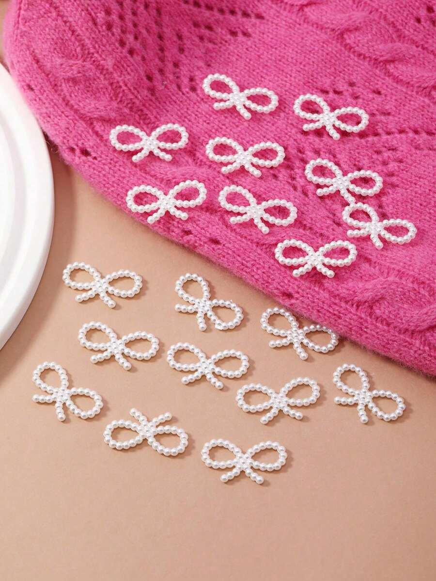 20入組創意蝴蝶結設計塑料配件，適用於DIY家居服裝裝飾 - 白色 - 查看 1