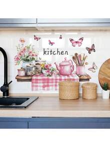 1 件创意厨房用具收纳架墙贴用于房间装饰、节日家居装饰、最佳礼物、乙烯基墙贴花、新颖厨房贴纸、用于厨房装饰、防油防水、贴纸、墙贴花、乙烯基贴花用于家居装饰、春季装饰物品刷新您的家、拉玛装饰贴纸墙面装饰浴室装饰卧室装饰房间装饰物品客厅装饰房屋装饰家居装饰客厅墙纸壁纸墙贴