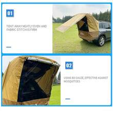 Car Awning Canopy Car Tent Portable Camping Awnings Car Trunk Tent SUV Awning Shelter Rear Sunshade Canopy Waterproof Tailgate Shade Awning - Yellow Brown - View 6