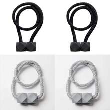 4 piezas de sujetadores de cortinas con imán fuerte y diseño de cuerda gruesa para dormitorio, sala de estar, cocina, accesorio de decoración del hogar de plástico duradero. - 2Negro2beige - Ver 6