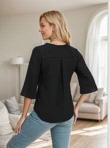 Womens Blouses,Blouses For Women Dressy Casual,Blouses For Women Business Casual,Womens Dressy Casual Blouses 3/4 Sleeve V Neck Ruffle Tops Business Ladies Summer Work Shirt