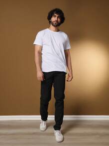 Men's Tailored Twill Trousers With Knife Pocket And Built-In Pocket - 黑色 - 查看 6