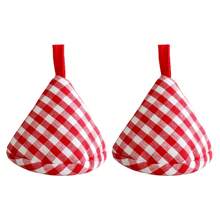 2pcs Gingham Pattern, Charming Triangular Shape, Heat Resistant Pot Cover Cap, Thick Pot Handle Sleeve & Pot Lid Holder Set, Suitable For Carrying Hot Pans, Lifting Pot Covers, Also Can Be Used As Cup Lids (Multi-Color Optional)