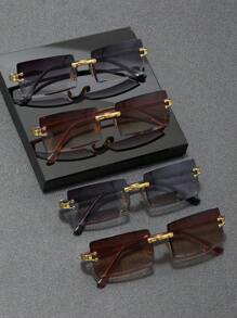 3 件/4 件/5 件男女通用组合，1 件亚克力无框方形眼镜，塑料装饰眼镜，Y2K 方形休闲复古海滩时尚眼镜，适合日常佩戴，四季皆宜 - 多色 - 查看 1