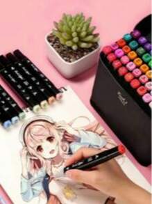 48 Color Marker Double Head Black Rod Touch Marker Set Oil-Based Hand-Painted Design Student Watercolor Pen Animation