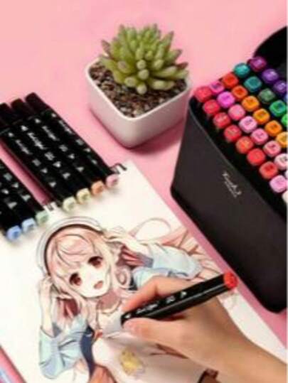 48色马克笔双头黑杆触控马克笔套装油性手绘设计学生水彩笔动漫