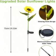 Lanterne solaire, convient pour une utilisation intérieure et extérieure, applicable pour le jardin, la cour, les fêtes, la décoration de camping, l'éclairage de pelouse, décoration de paysage à LED avec tournesol simulé - lumière chaude - Voir 5