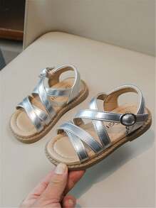 女童罗马凉鞋2025夏季新款时尚公主鞋防滑软底女孩沙滩鞋儿童鞋 - 銀色 - 查看 9