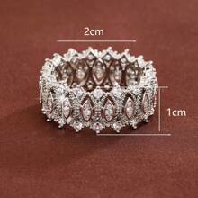 1 pièce Bague décorée de zirconium artificiel à motif géométrique, cadeau pour les filles