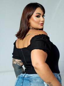 Plus Size Blouses - màu đen - Xem 3