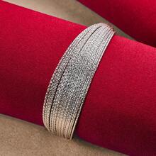 Silver Plating Multi-Line Bangle Bracelet For Woman Man Wedding Engagement Fashion Charm Party Jewelry - Silver - View 2