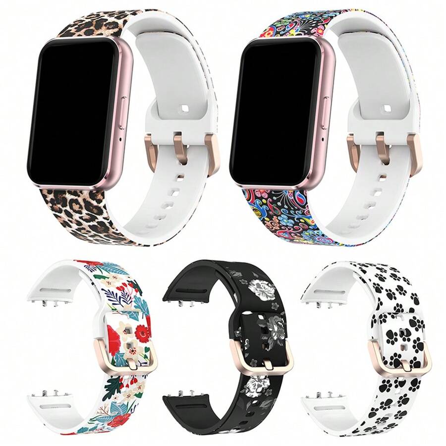 Bedrucktes Silikon Sportarmband für Samsung Galaxy Fit 3 R390 - Bequemes hautfreundliches Roségold Flachverschluss Ersatzarmband - Galaxy Fit3 - Übersicht 1