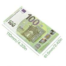 100/200 11*6.15cm Copy 100€, 100pcs 14*8cm Old And New Copy € 100 Denomination Counterfeit Banknote Props Paper Origami Props,Euro Shape Fake Money Commemorative Display Prop Paper