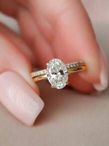 2 Sets Of Fashionable Gold Rings, Inlaid With Micro-Paved Gemstones And Silver Full Diamond, Suitable For Women As Wedding/Engagement Rings And Bridesmaid Rings - Multicolor - View 3