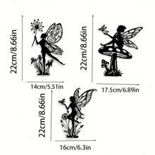 3pcs Black Metal Fairy Wall Art Set, Simple Fairy Silhouette Decor For Living Room, Bedroom, Bathroom, Kitchen, Terrace, Balcony, Indoor & Outdoor Use, No Electricity Needed,Garden Courtyard Wall Decoration.