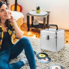 Heavy-Duty 7" Vinyl Record Storage Case - Lockable DJ Flight Carry Case For 50pcs With Durable Design - Silver - View 4