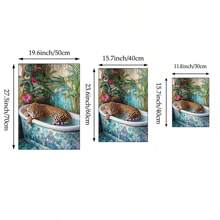 1pc Leopard In Bathtub Wall Art Picture Tropical Jungle Bathroom Canvas Prints Paintings Playful Animal Poster Bold Maximalist Decor For Bedroom,Living Room,Dorm Wall Decor No Framed