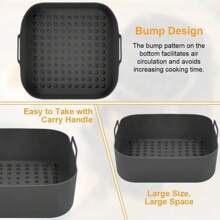 Extra Thick & Large Silicone Air Fryer Liners & Square Baking Pans Set - Reusable Non-Stick Oven/Microwave Safe Up To 260°C, LFGB Certified Baking Mat, - Perfect For Pizza, Chips, Cakes, Roasting (Limited Time Offer!)With Heat-Insulating Finger Cots Heat-Insulating Pads. Optional