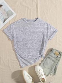 1 Pc Women's Solid Color Round Neck Short Sleeve Casual T-Shirt, Minimalist & Fashionable, Suitable For Summer
