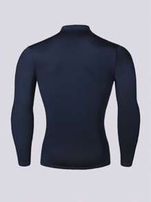 Wysoka elastyczność, szybkoschnący, kompresyjny golf z długim rękawem, obcisły top fitness, męski sportowy, szybkoschnący, oddychający, termiczny podkoszulek do biegania, ćwiczeń, ochrony przed słońcem - Królewski Niebieski - Zobacz 8