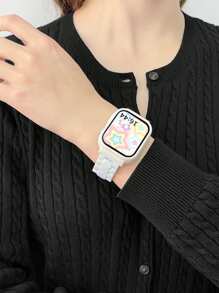 1pc Watch Band With Case Compatible With Apple Watch Series 44mm/45mm/46mm/42mm/40mm/41mm, Fashionable Replacement Watch Band Suitable For S9/8/SE/7/6/5/4/10,For MI Smart Band 9pro 8pro ,Women Men Fashion Strap Bumper Compatible With Redmi Watch 5 4,Watchband For Watch Fit 3 Band - Colorful White - View 5