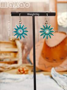 1 stuk Retro Western Style Turquoise Oorbellen, Geschikt voor Dagelijkse Cowgirl Dragen of Evenementen voor Vrouwen, Voeg Deze Vintage Oorbellen Toe Aan Uw Sieradendoos