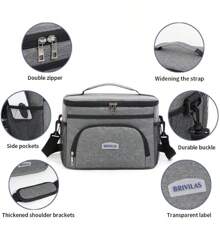 Bolsa de aislamiento de 25L,bolsa de picnic grande para exteriores,bolsa de aislamiento de tela Oxford cruzada,bolsa de hielo Peva para automovil - Gris - Ver 2