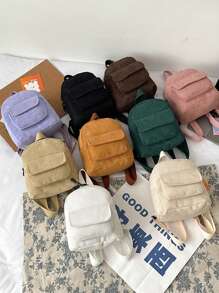 1 Mini zaino monocromatico alla moda e retrò, adatto per lo shopping, il tempo libero e i viaggi, sia per ragazzi che per ragazze. Con cerniera e cinturino regolabile, abbinabile agli abiti, è la scelta migliore come regalo per familiari e amici - Multicolore - Visualizzare 2