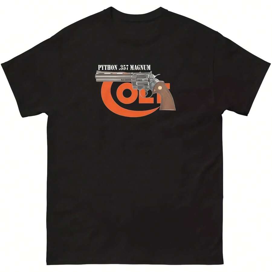 JRJZ Colt Python .357 Magnum Fan 's Classic T-Shirtcopy Tops Shirt Popular Male Top T-Shirts  Y2K 822315 - Black - View 1
